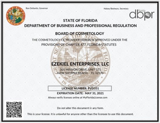 state board of cosmetology florida license verification
